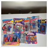 (8pc) SEALED Superman & Spider-Man Action Figures | Includes: limited edition Cyber-link Superman & 