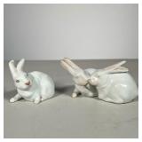  (2pc) Royal Copenhagen Rabbits | Lot includes: #518 Two Rabbits Feeding #1091 White Rabbit. - l. 2.