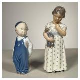 (2pc) Royal Copenhagen Boy & Girl | Lot includes: #3250 Little Boy with broom #3539 Little Girl wit