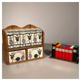  (2pc) Shelf Spice Rack Lot | Lot includes: (1) Wood Rack with shakers and drawers. Marked Japan. (1