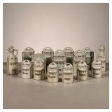 (15pc) Miniature Canister Set | Mini Cereal Set marked Germany. - l. 1.25 x w. 1 x h. 3.25 in (Oil b