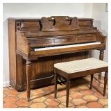 Cable Imperial Piano | Piano in oak with bench. - l. 56.5 x w. 24 x h. 42 in All Country Estate Sale