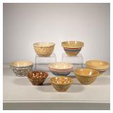  (8pc) Bennington Mixing Bowls | (8) Yellow Ware, Bennington and mottled bowls. - h. 2.75 x dia. 5 i