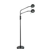 Modern Black Floor Lamp | Adjustable dimmer double lights. Sleek look in black. - h. 60 x dia. 10 mm