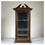 Display Cabinet | Cabinet with cornice top, turned moulding, and two glass shelves- l. 12 x w. 8.5 x