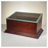 Glass Top Showcase | Mahogany Case with door in back. - l. 14 x w. 9 x h. 7.5 in All Country Estate 