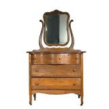 Oak Chest W/ Mirror | Oak Chest with attached beveled glass mirror. Two over two drawers. - l. 39.5 