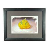 Randy Gallegos “Pattypan Squash” Oil Painting | Depicts lone summer squash on gray background. 11.5 