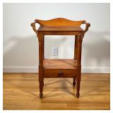 Washstand | Pine washstand with lower shelf and towel bars. Solid top. - l. 22.5 x w. 14 x h. 33 in