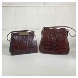 (2pc) Pair Alligator Leather Purses | Both made of alligator leather with brass hardware, smaller pu
