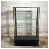 Glass Floor Showcase | Showcase of small size with three glass shelves. Back doors are missing. - l.