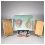 (5pc) Book Breadboard Lot | Lot Includes: Wood Book Breadboard titled “ A Slice of Life by A. Carver