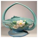 ROSEVILLE HANDLED PLANTER | Marked: Roseville USA 372-8 in blue and sea green. - l. 9.25 x w. 7.25 x