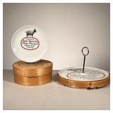 (7pc) Porcelain D’Auteuil Platter/Dishes | Paris France. Lot includes: (1)Handled Serving Plate (6) 