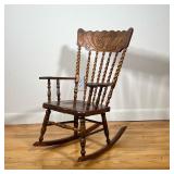 Oak Child’s Rocker | Oak child’s rocker with pressed back. - l. 17 x w. 22 x h. 29.5 in (Width is ro