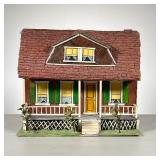 Antique Hanging Doll House | Signed Nat Platt on back and dated to 1930s antique dollhouse facade. -