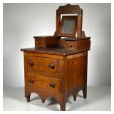 Miniature Chest W/Mirror | Dolls Dresser with Mirror in Pine. - l. 12 x w. 10.5 x h. 22 in 