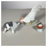 (3pc) Royal Copenhagen Rooster-Dog-Robin | Lot Includes: #1127 White Rooster #1311 Puppy Dog #2238 S