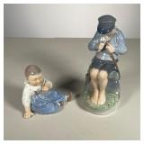 (2pc) Royal Copenhagen Shepard Boy | Lot includes: #905 Shepard Boy #1517 Child Pointing. - l. 3 x w