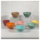 (8pc) Vintage Coloured Bowls | Small mixing bowls in different colours. - h. 3 x dia. 5 in (Brown Bo