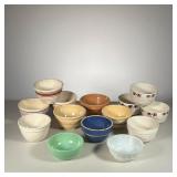 (14pc) Fire King &Vintage Mixing Bowls Lot | Lot includes: (2) Fire King bowls (12) Assorted pottery