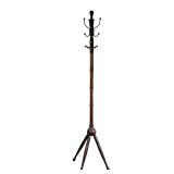 Oak Hall Tree | Oak Hall Tree with 4 legs and 4 brass double hooks/3 wood hooks. - l. 13 x w. 13 x h
