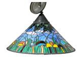 Colorful Leaded Stained Glass Fixture | Large leaded stained glass hanging light depicting mushrooms