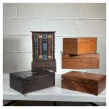 (5pc) Writing Boxes & Humidor Lot | Lot includes: (2) 19th C Writing Desk Boxes (1) Oak Humidor Box 