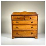 Miniature Pine Chest | Chest with6 drawers and backsplash. - l. 16 x w. 8 x h. 16 in 