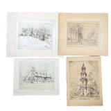 (4pc) Ernest David Roth (1879-1964) Etchings | Lot Includes; Tomb of Mary, Mother of Washington and 