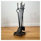  (6pc) Fire Tools Set | Set contains stand, shovel, poker, tongs, brush and non matching iron scrape