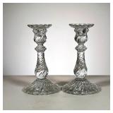 (2pc) Pair Baccarat Candlesticks | Marked Baccarat France. - h. 9 x dia. 4.5 in 