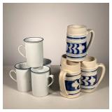 (8pc) Dansk & Stoneware Mugs | Lot includes: (4) Dansk blue & white mugs. (4) Stoneware mugs with bl