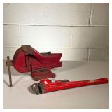  (2pc) Shop King Vice, Fuller Wrench & More | Lot includes: (1) Shop King Vice (1) Fuller 18” Adjust