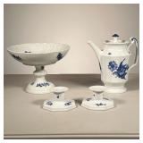 (4pc) Royal Copenhagen Teapot & Compote | All in the blue flower design. Lot includes: #8565 Teapot 