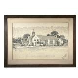 Antique Chappaqua School Drawing | Architectural drawing for Chappaqua School Competition, signed in