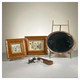 (5pc) Mirror-Dog-Guitar-Birdseye Frames | Lot Includes: (2) Birdseye Maple frames with Kate Greenway