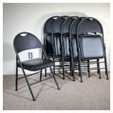  (6pc) Folding Comfort Vinyl Chairs | Vinyl seat chairs in black. - l. 18 x w. 16 x h. 32 in (With C