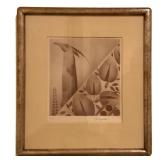 WILLIAM E. HENTSCHEL (1892-1962) POCHOIR | Gazelle midst tropical vegetation A Stenciled Aquatint on