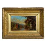 HUDSON RIVER SCHOOL (19TH CENTURY) | autumn riverscape. Late 19th C. Painting showing autumnal trees
