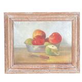 AMERICAN SCHOOL (19TH CENTURY) STILL LIFE | apples in a bowl with a peeling knife Folk art school, s