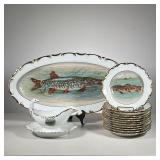 (14pc) FISCHER & MIEG FISH PLATES | Austrian, 19th/ 20th century each plate hand painted with a diff