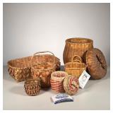 (6pc) NATIVE AMERICAN BASKETS | Including (1) Iroquois Urn shaped with lid. Provenance on receipt.(1