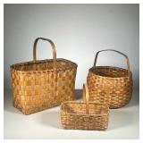 (3pc) PENOBSCOT NATIVE AMERICAN BASKETS | Lot includes:(1) Penobscot Tall Basket with dots. (1) Peno