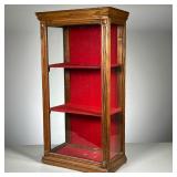 GLASS DISPLAY CABINET | Small Tabletop Glass Display Cabinet with 2 shelves. Natural finish.Case ope