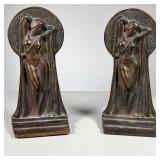 NUDE ART DECO BOOKENDS | Brass coated iron Pr of Art Deco Bookends with nude female. 