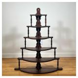 TIERED HANGING SHELF | Six-tiered graduated shelf whatnot. Can hang or stand. Turned columns. - Bott