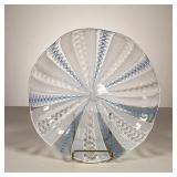 ART GLASS PLATE | Plate has blue & white lacing design on clear. Blown glass with polished pontil. -