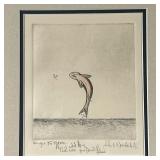 SIGNED JOHN C. WUNDERLICH FISH PRINT | Titled "Catching a Fly" and signed, unique fish print with pe