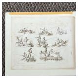 WILLIAM HENRY PYNE (1770-1843) | 19th century engraving by W.H. Pyne depicting scenes of men fishing